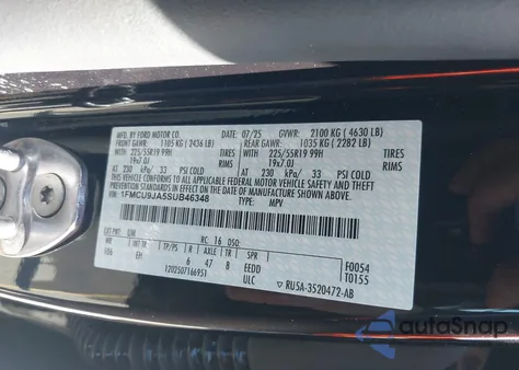 2025 Ford Escape Platinum from USA, damaged, VIN 1FMCU9JA5SUB46348